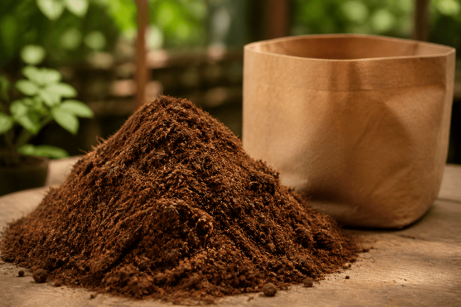 Large commercial organic blend grow bags in a controlled cultivation facility, showing balanced coir and chip structure.